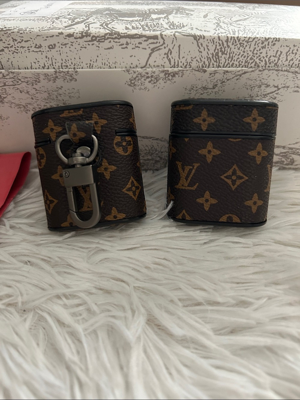 Louis Vuitton Brown Monogram AirPods Case Set with Clasp